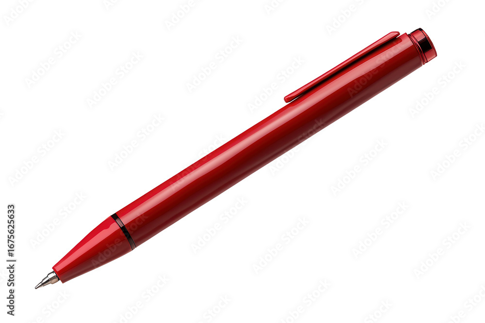 Poster red pen displayed on transparent background for office use and creative projects in various settings