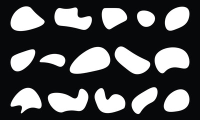 White blob icon set on black background