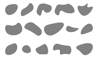 Abstract black blobs and shapes isolated on a white background decorative design elements