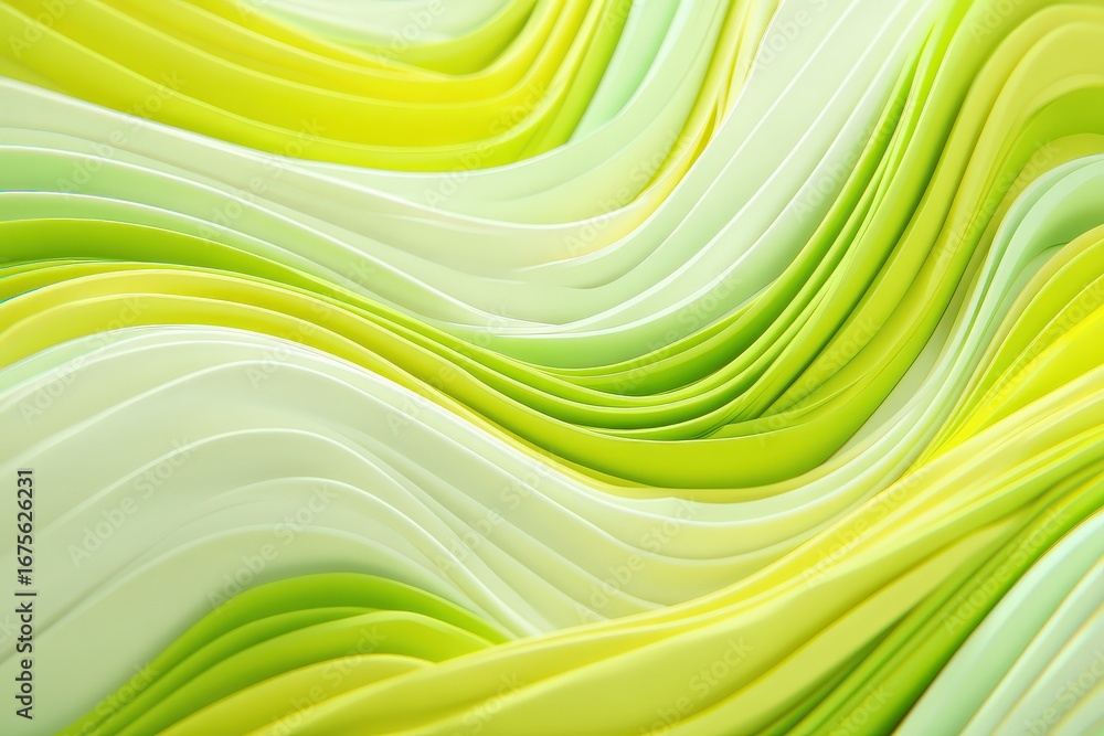 Poster a vibrant, abstract image featuring flowing waves of green and yellow hues, creating a sense of move