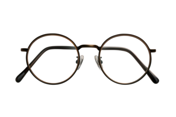 Round vintage eyeglasses isolated on a transparent background with clear glass, showcasing classic style and timeless design elements for eyewear enthusiasts