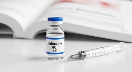 Lidocaine Anesthetic: Medical Vial and Syringe on a Table