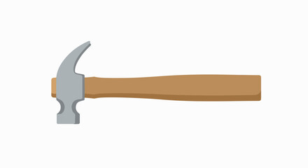 A detailed illustration of a classic hammer with a wooden handle and metal head.