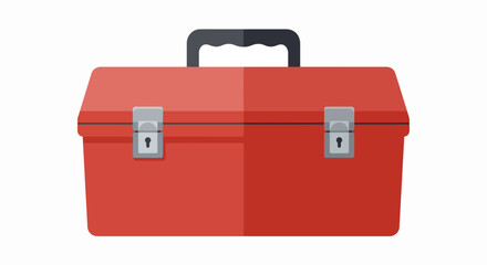 A vibrant red toolbox with a black handle and two silver latches, presented as a clean, isolated illustration.