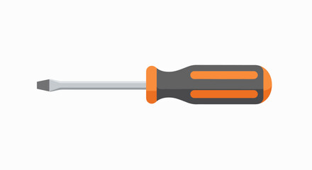 Close-up of a flathead screwdriver with an orange and gray handle, isolated on white.