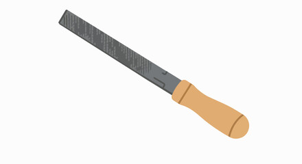 Illustration of a metal file with a wooden handle, a tool for shaping materials.