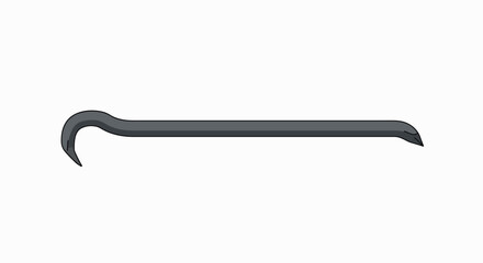A gray metal crowbar with a curved end, used for prying and lifting.