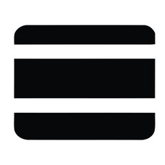 Obraz premium Black rounded rectangle with two horizontal lines above and below it on a white background simple icon