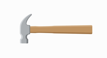 A detailed illustration of a classic claw hammer with a wooden handle, commonly used for carpentry and construction tasks.