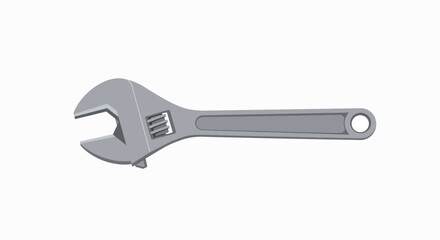 A grey adjustable wrench with an open jaw and a knurled adjustment screw, isolated on a white background.