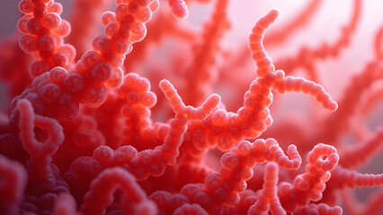 Micrograph showing an encrusted red algae, with emphasis on the filamentous structures of Polysyphonia 