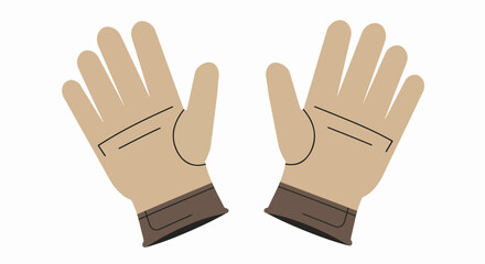A pair of light brown work gloves with darker cuffs, palms facing upwards, on a white background.