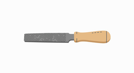 Close-up illustration of a hand-held metal file with a wooden handle.
