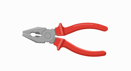 Illustration of red and gray pliers on a white background.