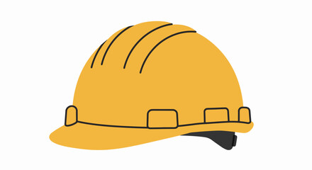 Yellow hard hat for construction worker safety and protection, isolated on white.