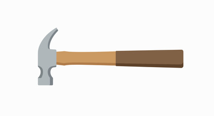 A simple illustration of a claw hammer with a wooden handle on a white background.