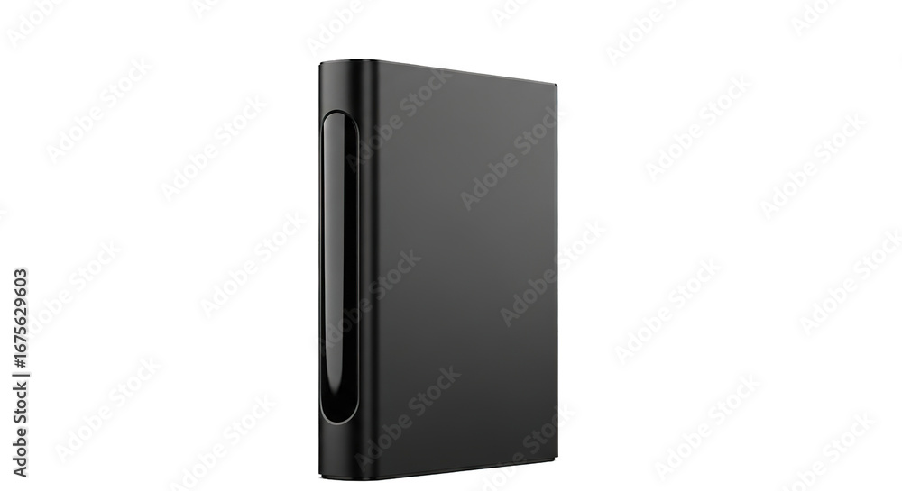 Poster sleek black rectangular device studio shot
