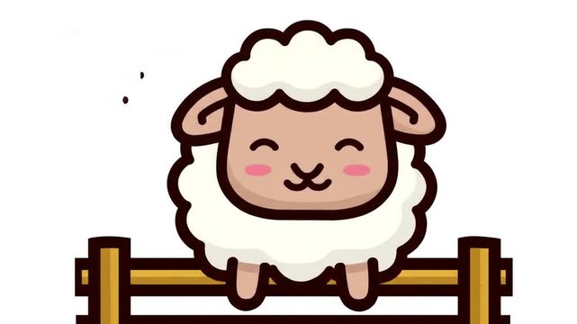 Cute sheep on fence illustration