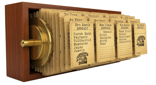 Vintage Rotary Card Index File System Antique Information