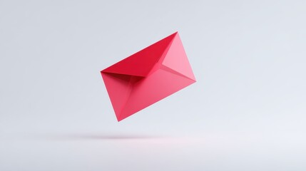 Stylized red envelope suspended in clean white space with subtle 3D depth and soft lighting.
