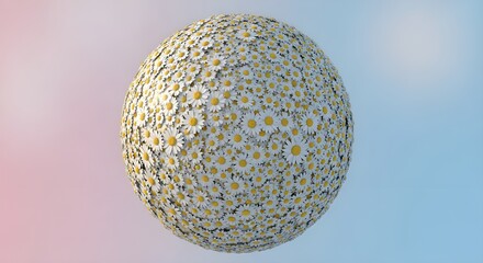 Stunning sphere covered in vibrant daisies creating a cheerful and fresh natural design element