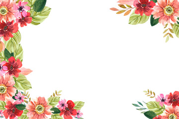 Watercolor flowers background vector for design.