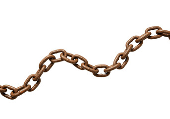 Obraz premium Rusty chain on transparent background metal link texture for design