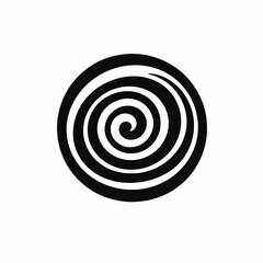 Naklejka premium Concentric graphic shape showing a spiral design in black silhouette