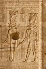 Dendera, Egypt- August 13, 2025: Dendera temple Egyptl, Hathor Temple, Dendera, Egypt.  Ancient egyptian god horus