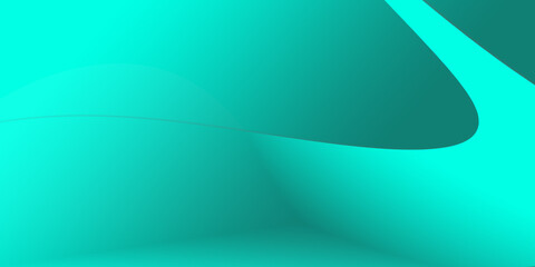 Illustration of a curved wave in green blue gradient