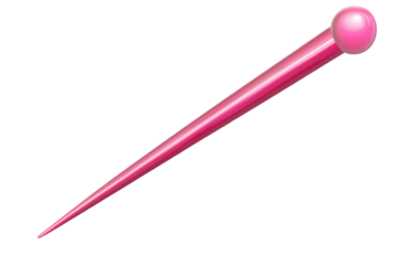 Isolated pink sewing straight pin on a transparent background showcasing its unique design and color
