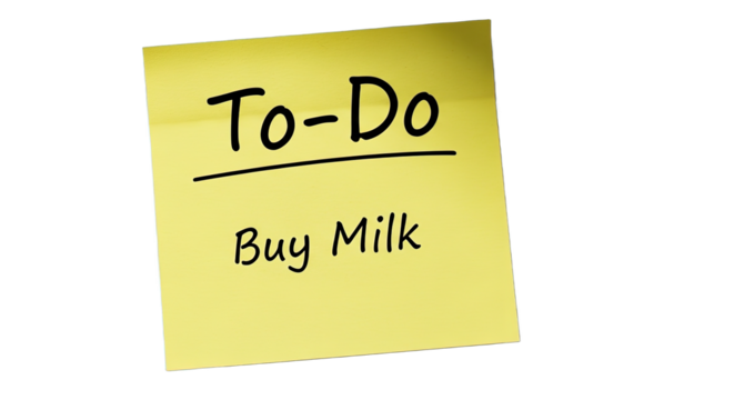 Yellow Sticky Note To Do List Buy Milk