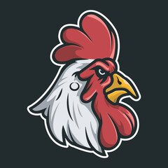 Rooster Head Mascot Cartoon Vector Illustration E-sport Mascot