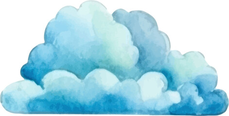 Vector watercolor painted cloud. Hand drawn design elements isolated on white background.