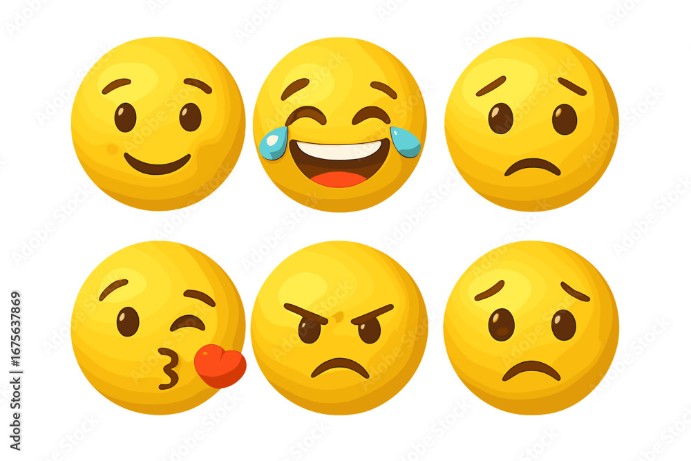 Aufkleber vector set of 3d yellow emoji showing different emotions. realistic emoticon characters with various