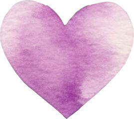 Vector watercolor painted heart symbol. Hand drawn design element isolated on white background.