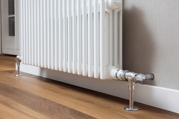 Modern radiator installed in a contemporary home interior providing efficient central heating during the colder months