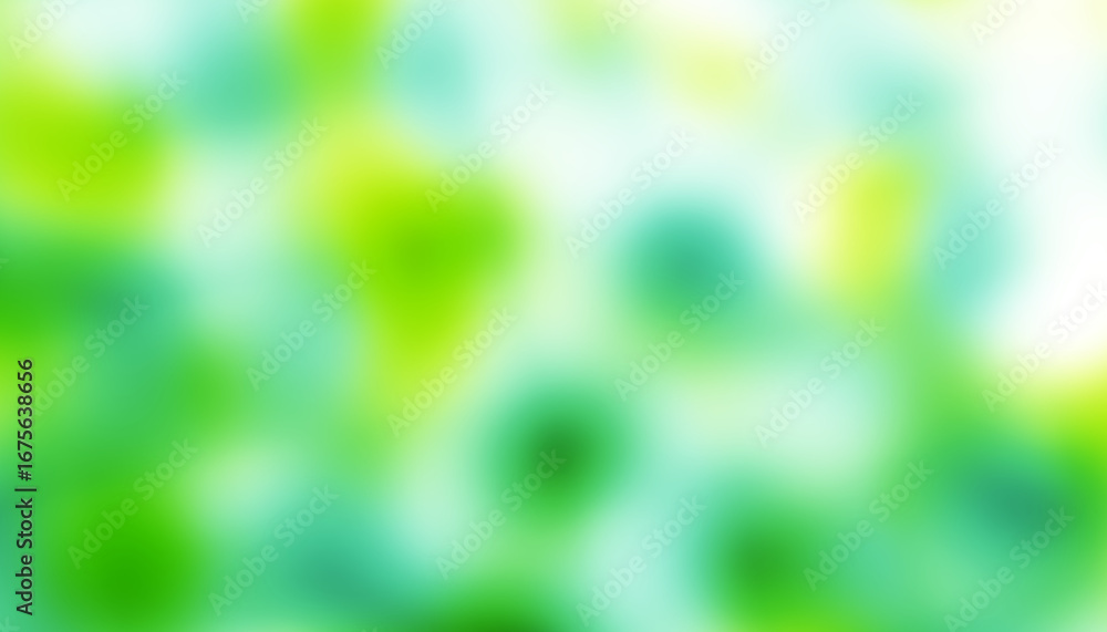 Poster world environment day concept: green and blue abstract blur spots background with bokeh effect and t