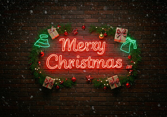 네온으로 만들어진 크리스마스 글자 