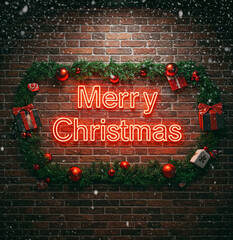 네온으로 만들어진 크리스마스 글자