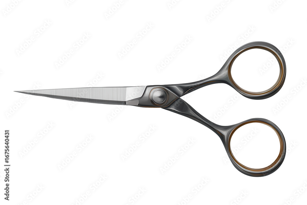 Poster realistic scissors isolated on transparent background, showcasing sleek design and sharp blades for 