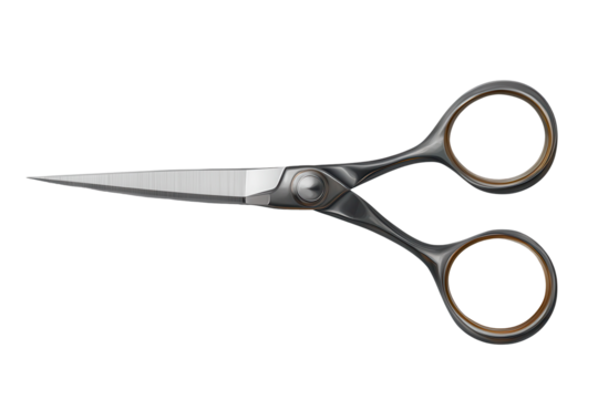 Realistic scissors isolated on transparent background, showcasing sleek design and sharp blades for versatile use in crafting and daily tasks