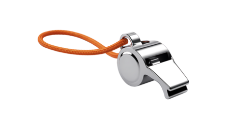 Metal whistle isolated on transparent background