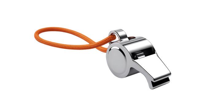 Metal whistle isolated on transparent background