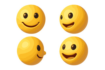 Fototapeta premium Set of 3D Realistic Yellow Emoji Faces in Various Angles, Vector Cartoon Illustration with Transparent Background, Expressive Smile, Happy and Playful Facial Expressions, Fun Emoticons Collection