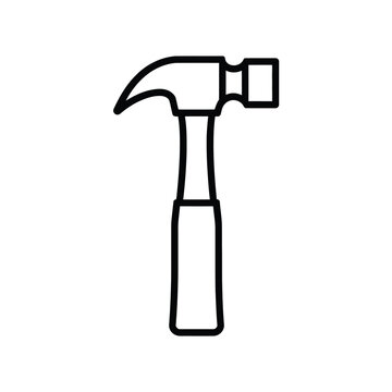 black outline hammer on white background clip art preview