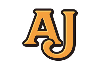 AJ monogram logo design. JA initial vector icon. Letter A and J symbol for business branding or sports team emblem. Classic typography font. Isolated 3D graphic design element.