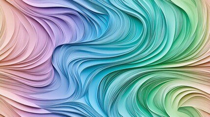 Abstract Artistic Swirls: A visually captivating image of a multicolored, flowing design. These organic forms ripple across the composition, showcasing an array of soft pastel hues and artistic.