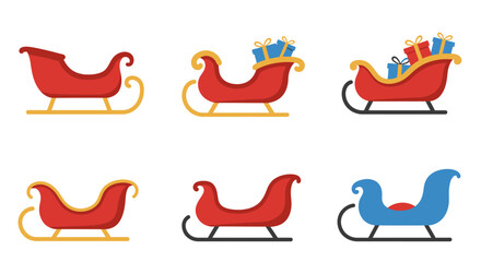 Collection of Christmas Sleighs with Gifts.