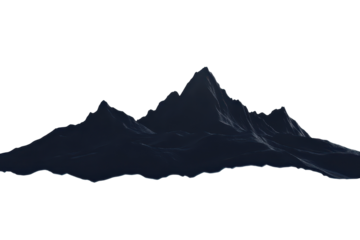 Dark silhouette of majestic mountains under a cloudy sky at dusk, showcasing the grandeur of nature's landscapes in striking contrast